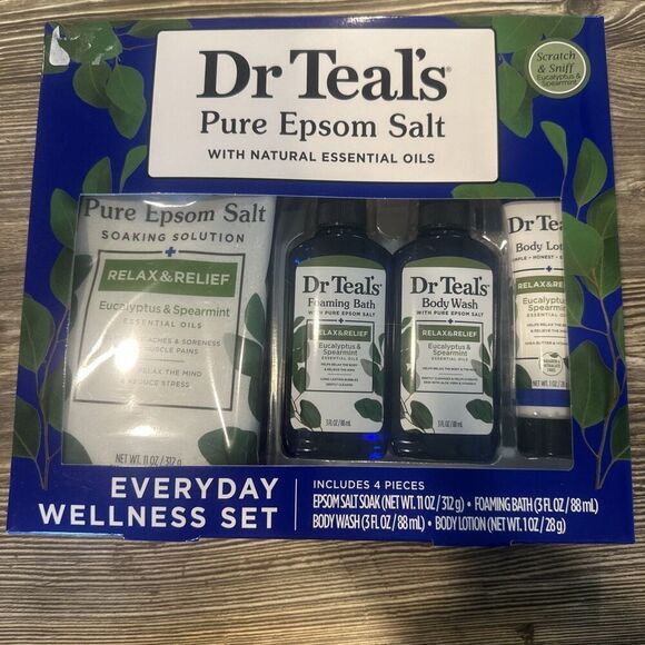 Dr Teal's Everyday Wellness Set - Eucalyptus 4Pc Bath  Epsom Salt. - Picture 1 of 3